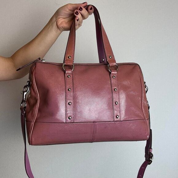 Coach Vintage Y2K Pink Patent Leather Studded Satchel Bag - Picture 2 of 6